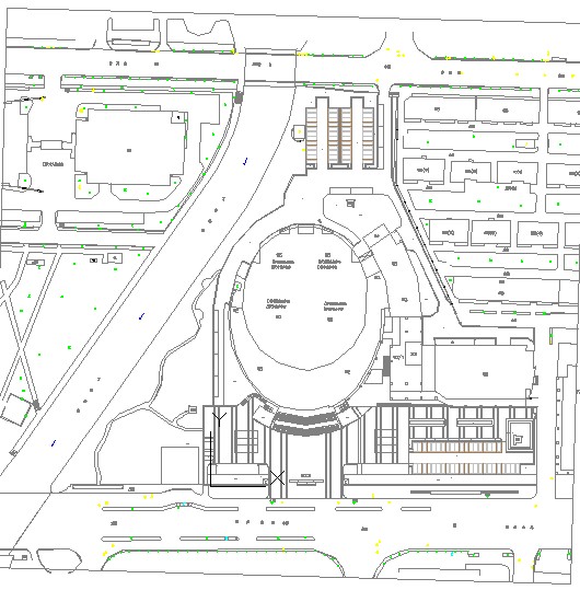 某市城市规划展览馆前广场亮化设计_图1