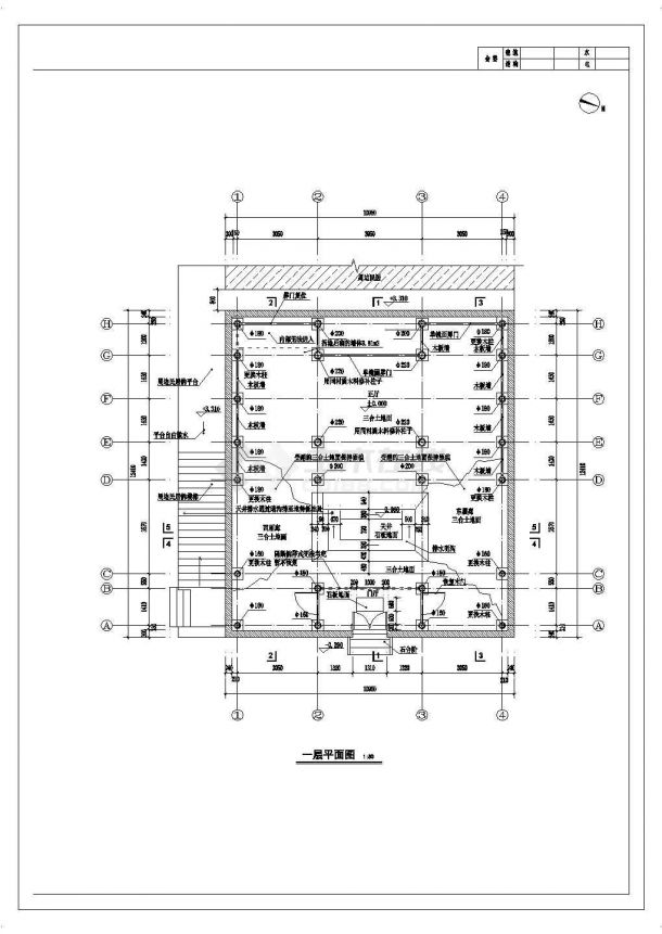 青岛市某县春秋村聚德堂修缮CAD布置图-图一