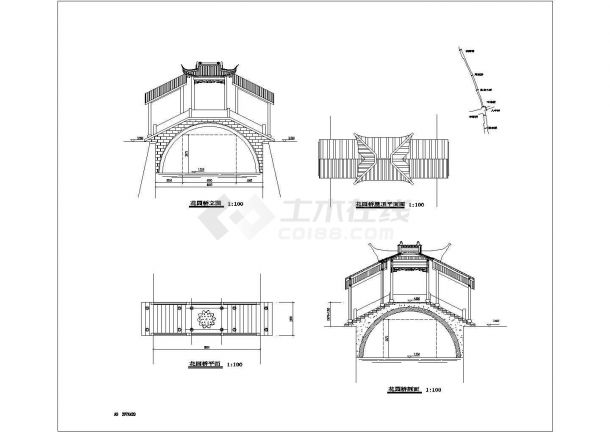 园林景观设计经典桥CAD布置图-图一