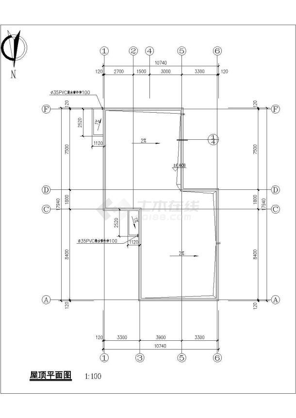 某砖混结构公厕建筑方案设计图，共2张-图一