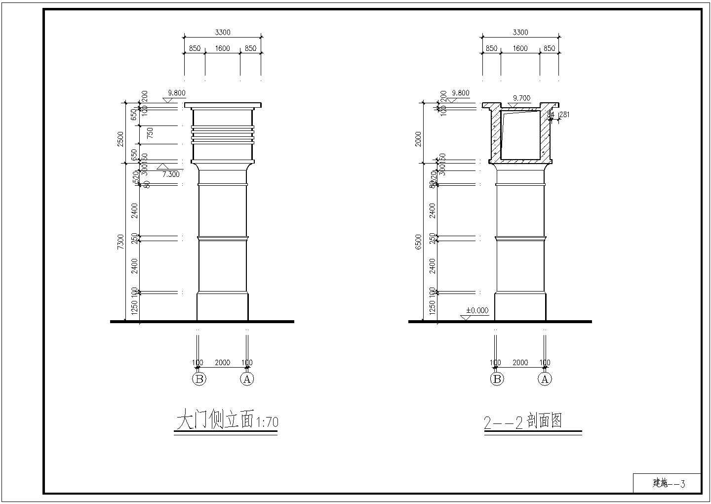 某市场大门施工方案cad图