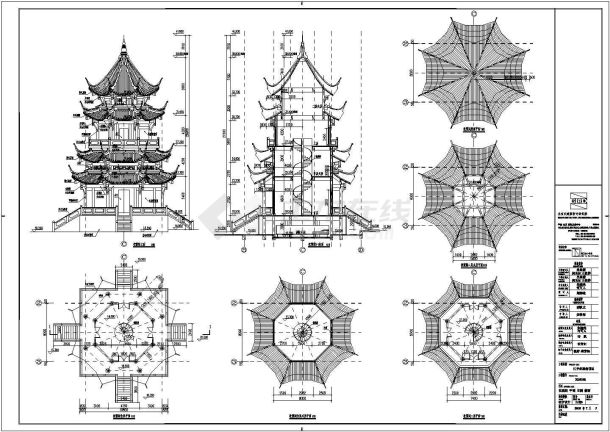 南方某二层框架结构重檐塔建筑方案图-图一