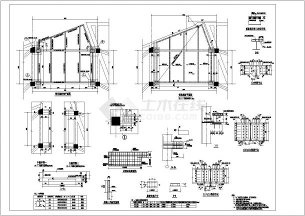 钢结构连廊结构设计cad图，共2张-图二