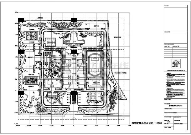 校园周边环境园林绿化植物配置施工图-图一