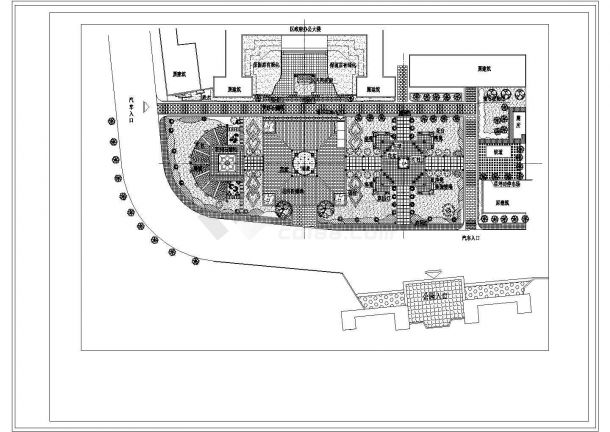 政府办公楼周边精美环境规划CAD参考图-图一