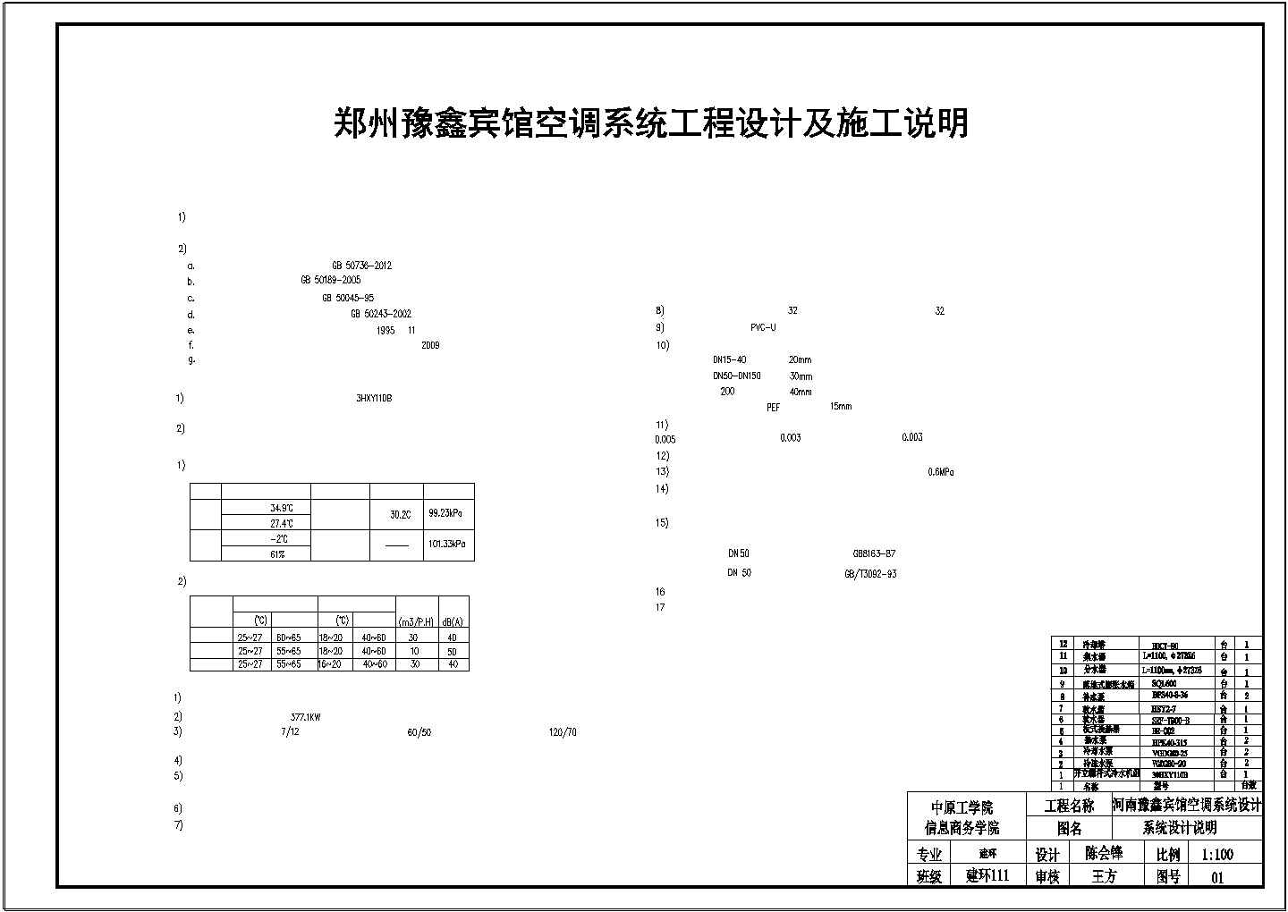 【浙江】某五层楼宾馆空调系统设计图