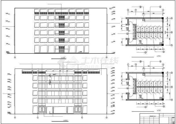 一套市级中学完整的教学楼结构施工图（五层）-图二