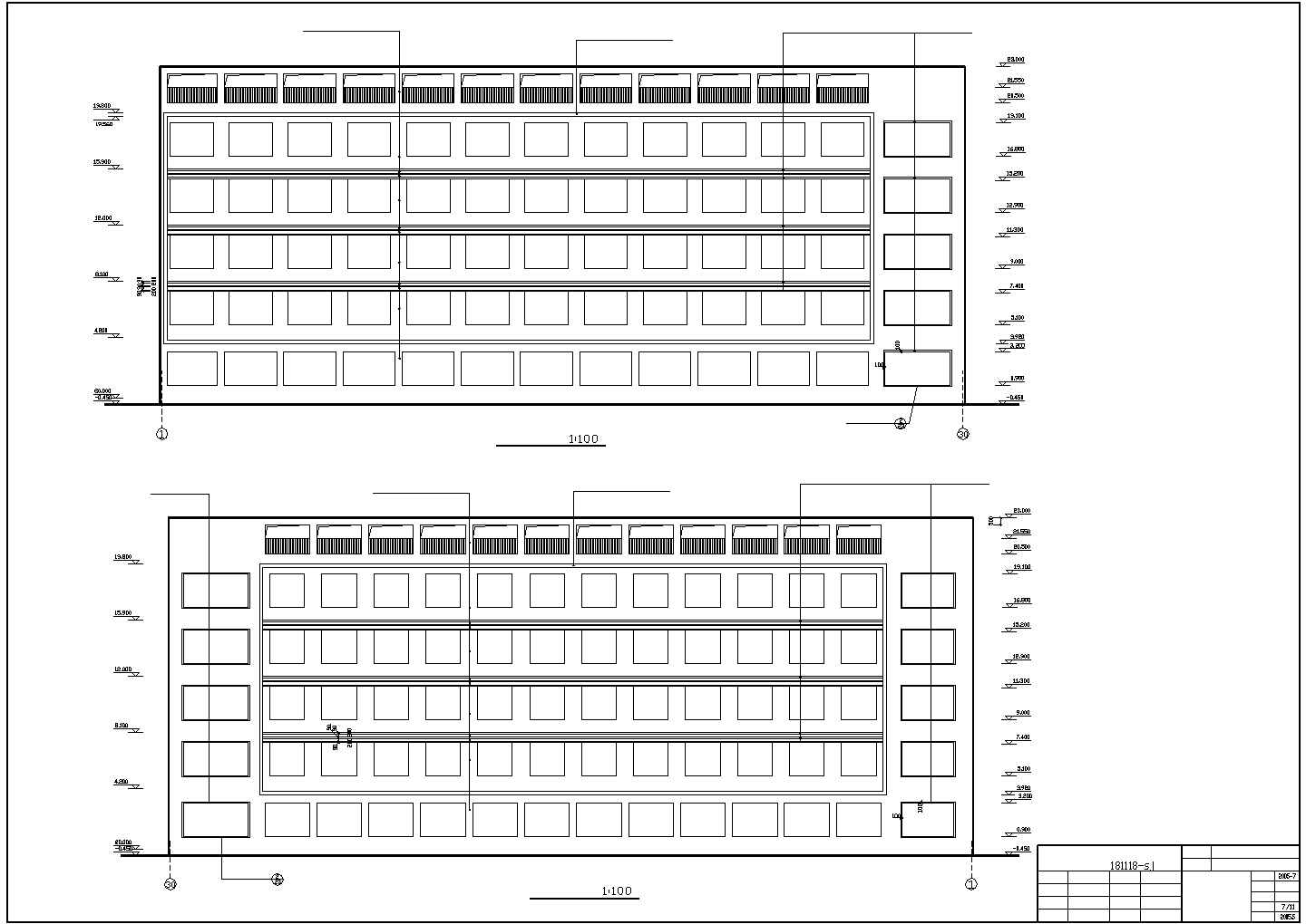 一套市级中学完整的教学楼结构施工图（五层）