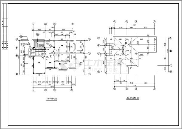 三层现代风格别墅建筑设计施工图（两套）-图二
