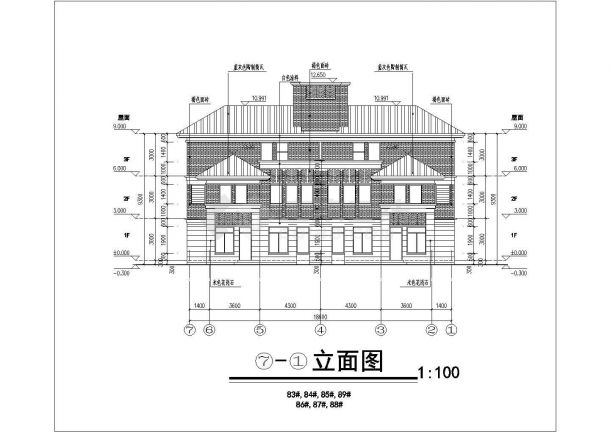 天津空港3层框架结构住宅建筑及结构施工图-图一