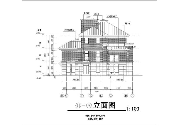 天津空港3层框架结构住宅建筑及结构施工图-图二