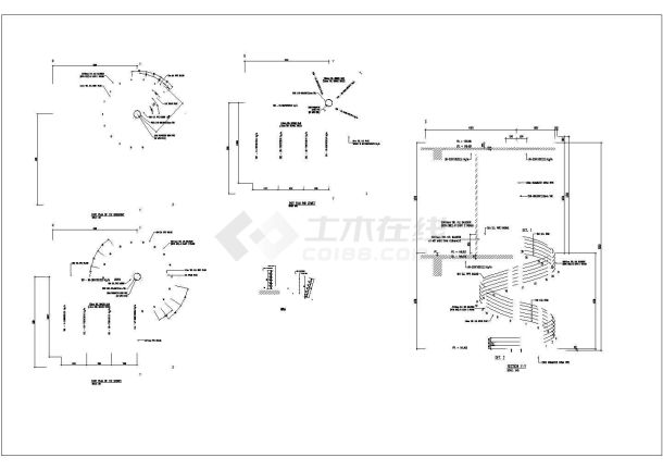 [节点详图]国外钢螺旋楼梯施工图，共3张-图一