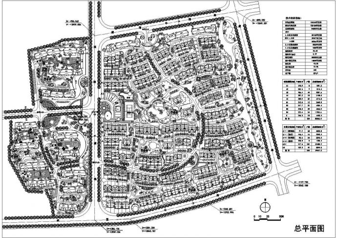某地大型居住小区总平面规划设计方案图_图1