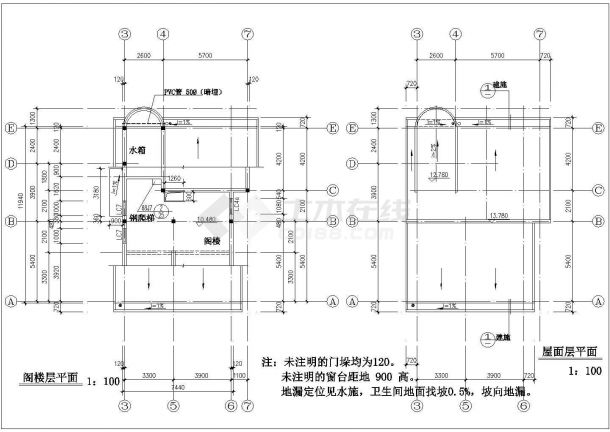 三层单栋别墅建筑设计施工图（带阁楼层）-图一