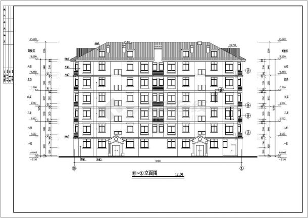 某地6层框架商住楼建筑设计方案图-图一