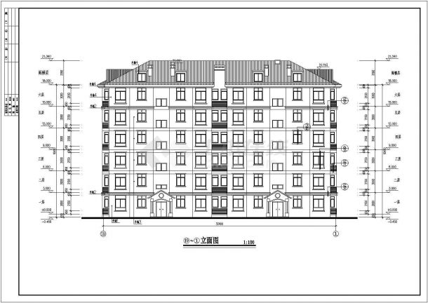 某地6层框架商住楼建筑设计方案图-图二