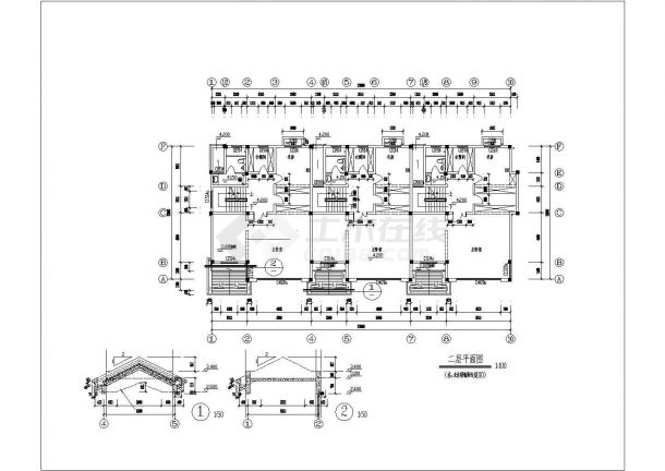 三层框架结构独立联排别墅建筑施工图-图一