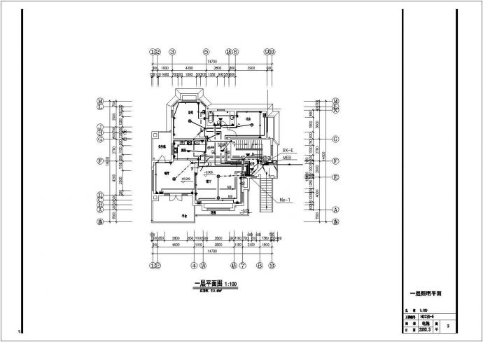 别墅电气施工建筑布置平面详情图_图1