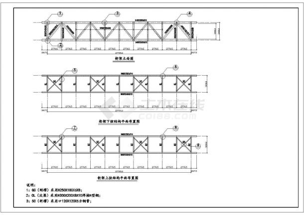 30米跨钢结构天桥cad参考图-图一