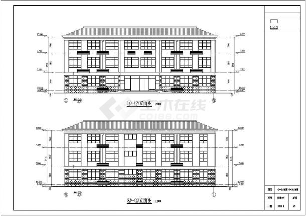 徐州市某企业3层混凝土框架结构办公楼建筑施工图-图一