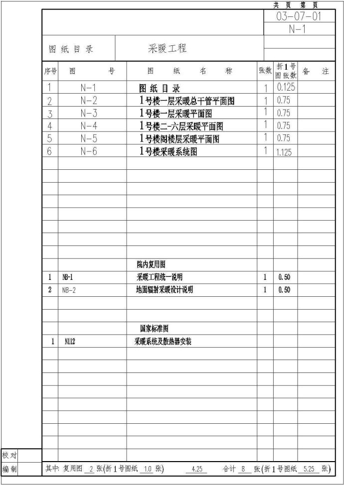 1号楼采暖施工cad图，含设计说明_图1