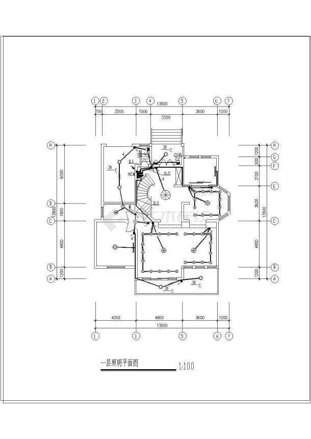 某现代风格小区二层别墅水电设计施工图纸-图二