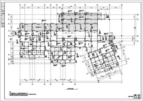 青岛二层框架结构幼儿园结构施工图-图一