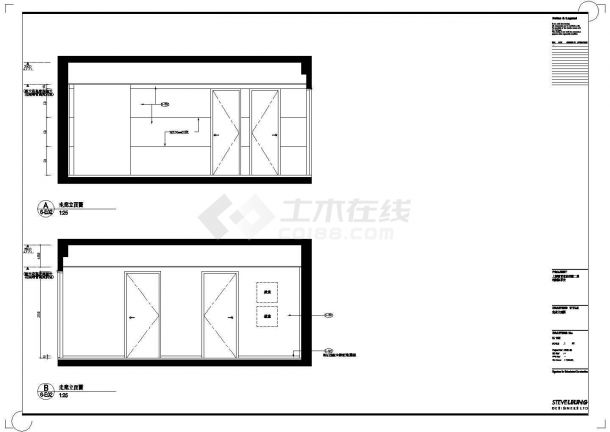 【上海】蒲东世纪花园二期三居室装修设计施工cad图纸（附效果图）-图二