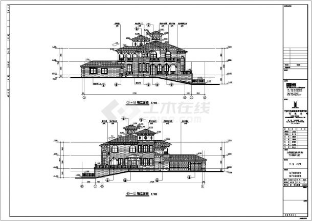 某地多层框架豪华别墅建筑设计施工图-图一