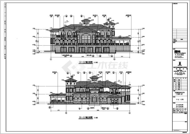 某地多层框架豪华别墅建筑设计施工图-图二