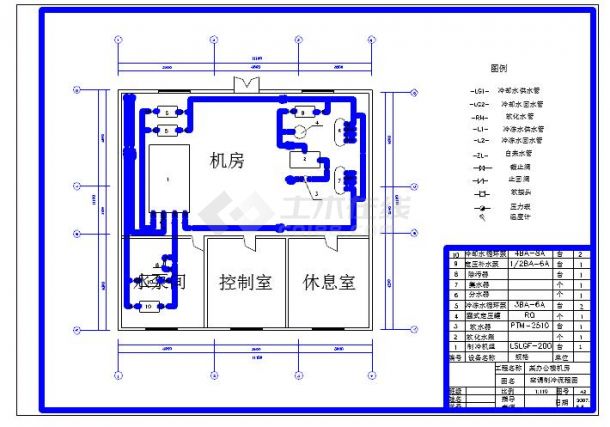 广州某办公楼空调机房图纸-图一