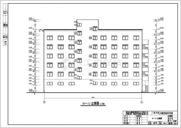 某地六层框架结构快捷酒店建筑设计施工图-图二