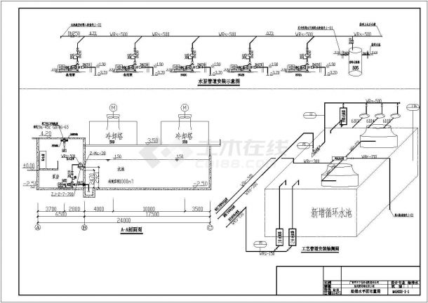 某工厂厂区循环冷却水池工艺设计图-图二