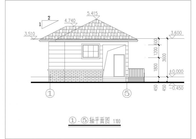 某地小型坡屋顶公共厕所建筑施工图纸_图1