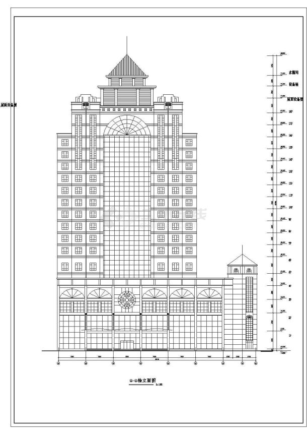 某地18层框架结构酒店综合楼建筑设计方案图-图一