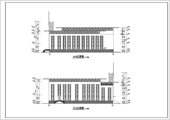 3层框架结构健身中心建筑设计方案图_图1