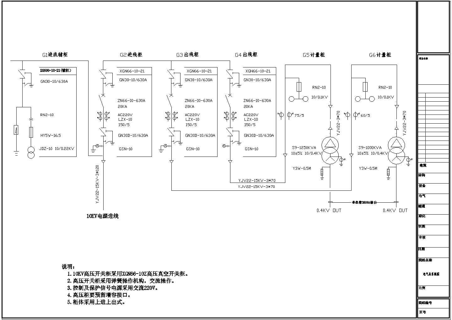 10KV高低压配电CAD参考详图