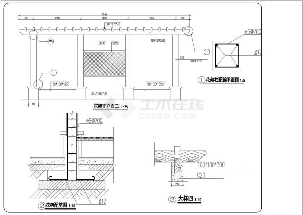 别墅庭院施工cad图全套-图一