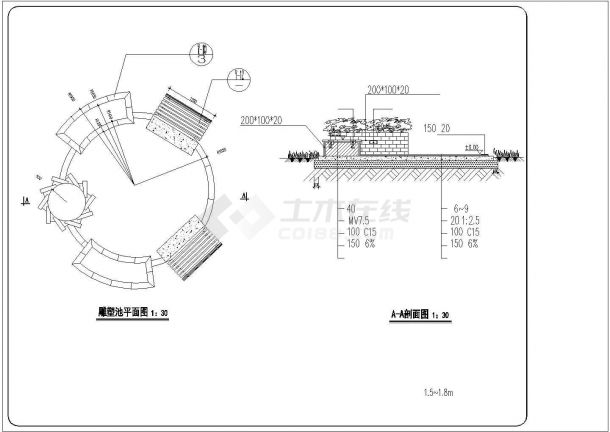 别墅庭院施工cad图全套-图二