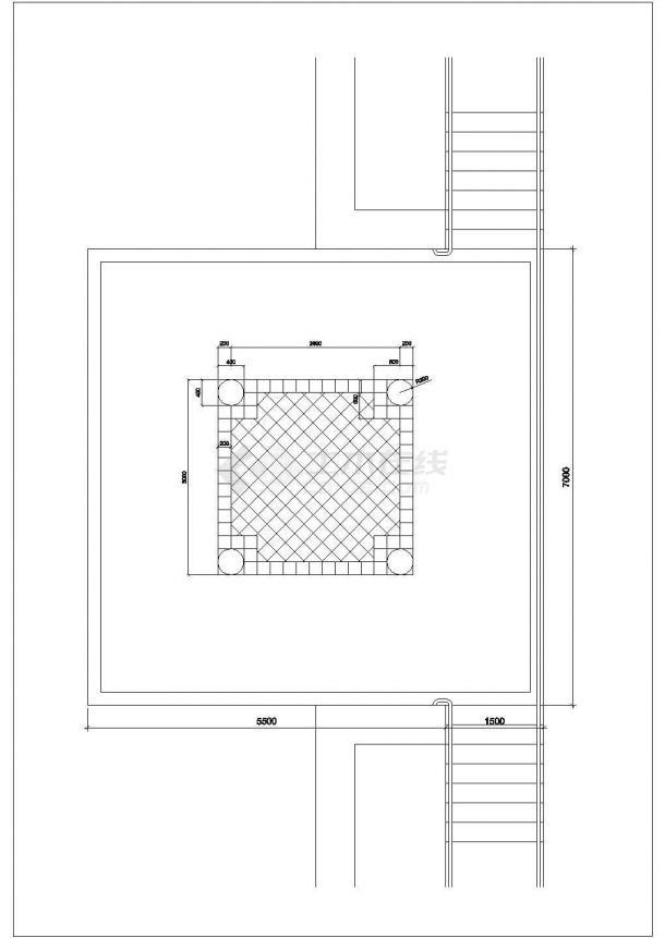 某公园四角景观亭CAD结构图-图二