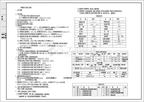 某六层办公楼采暖通风图（含设计说明）-图一