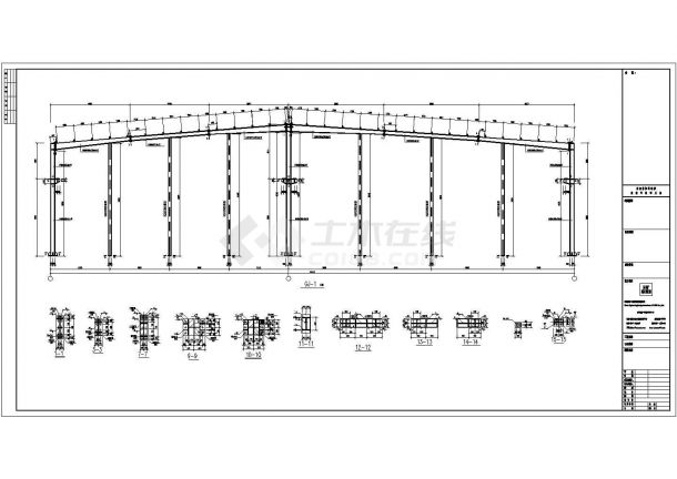 某企业40米跨钢结构厂房施工图纸（含有10、20吨吊车）-图一