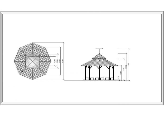 八边形观景亭CAD规划图_图1