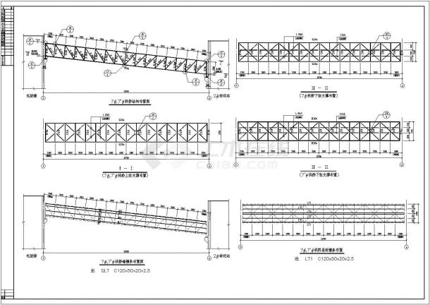 某钢栈桥结构整体分类材料cad详图-图一