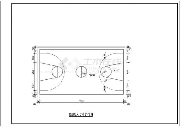 篮球场详细施工cad图，共5张图纸-图二