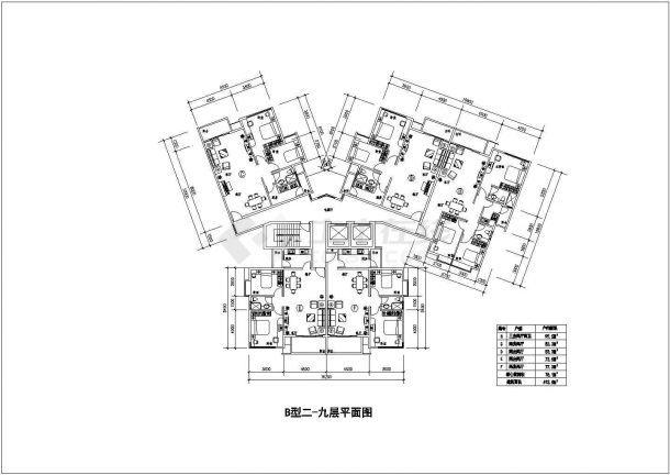 [广州]某商住小区建筑户型方案图-图一