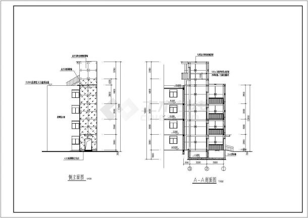 某地办公楼钢框架结构室外电梯施工图-图二