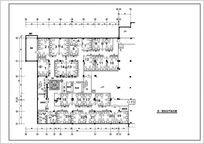 某地下一城足浴城室内装修设计CAD图纸_图1