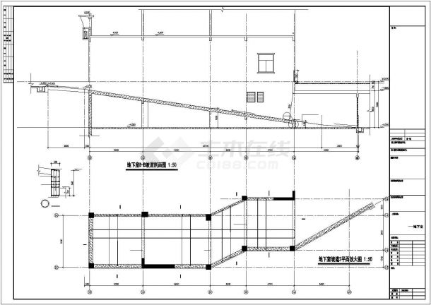 地下室坡道节点设计CAD布置图-图一