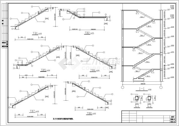 一楼梯砖混结构节点构造平面CAD参考套图-图二